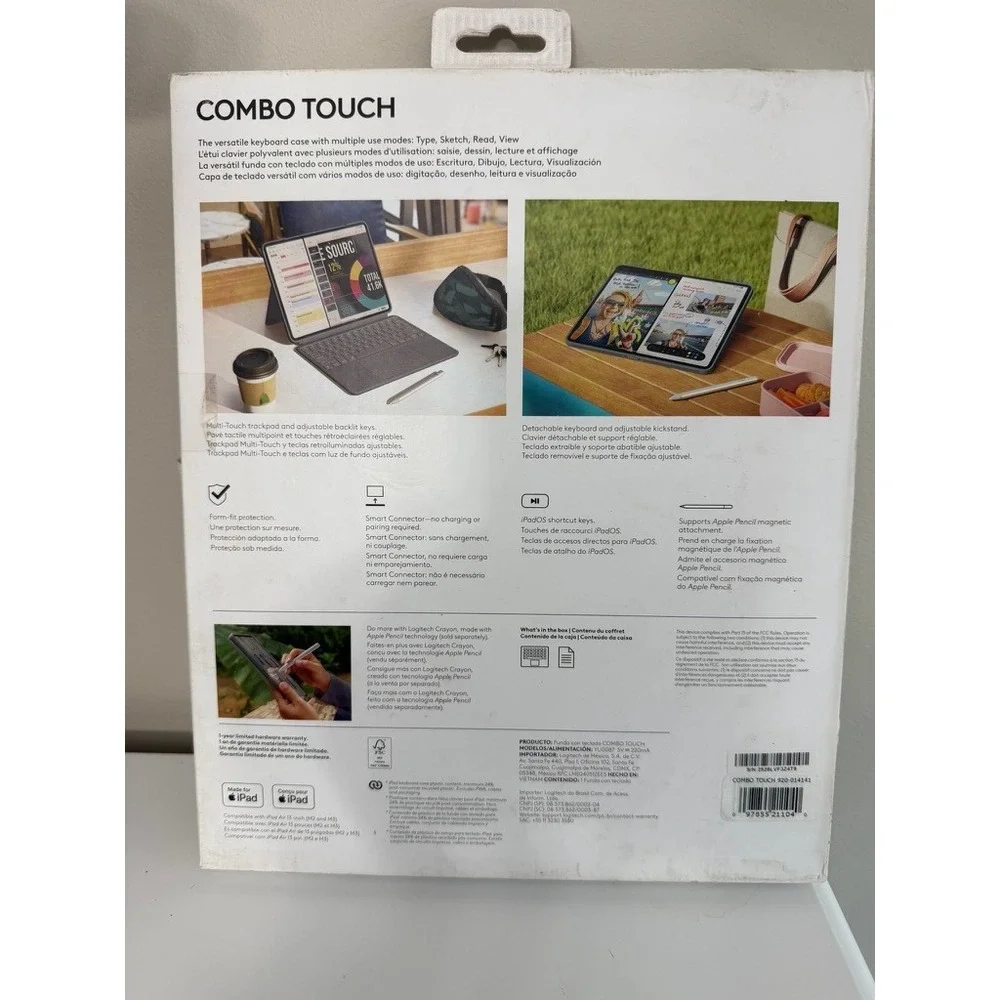 Logitech Combo Touch iPad Air 13-inch M2 M3 Grey Keyboard Case NWT